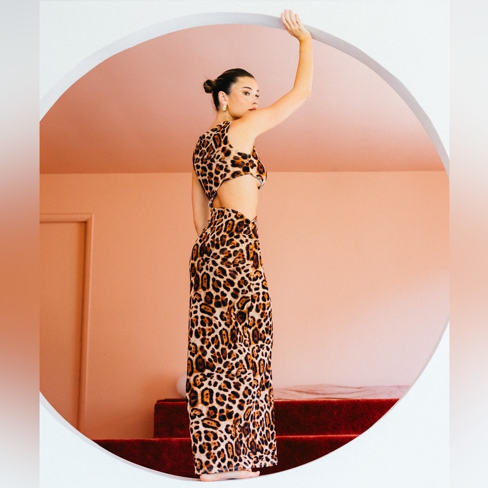 Skatie Leopard Print Maxi Dress in Brown and Black